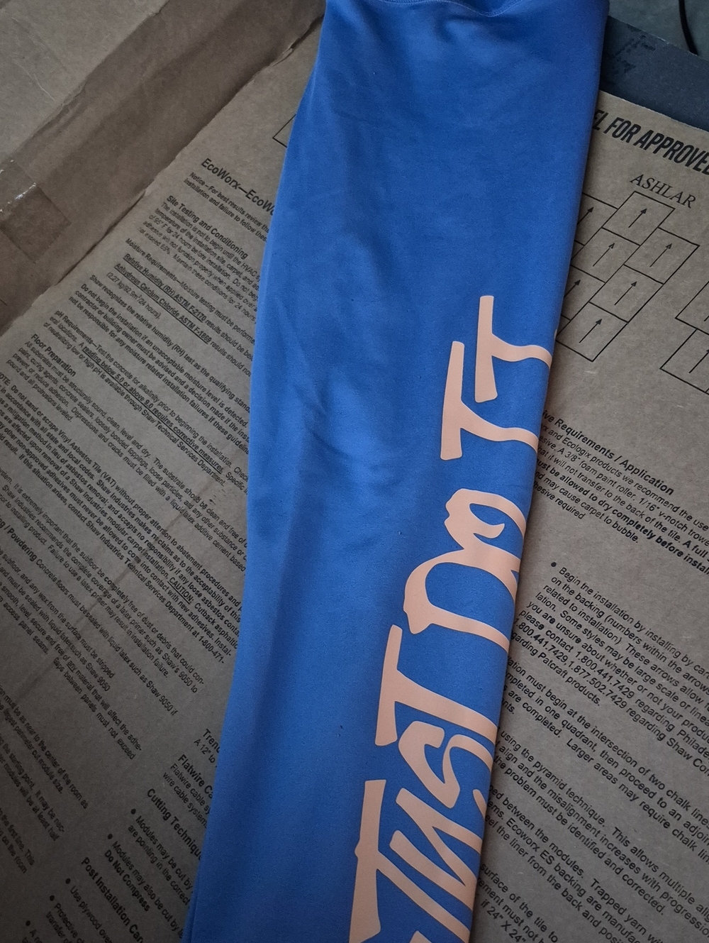 Nike Blue Leggings with Peach Script Accent